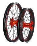 Set roti enduro KTM/Husqvarna 21"x1.60 ax 22mm / 18"x2.15 ax 20mm orange hub Enduro Expert SRE2118OREE