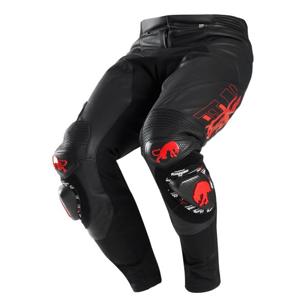 Pantaloni moto de barbati DRACK Black-Red-Red