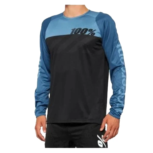 100% R-CORE Long Sleeve Jersey Black/Slate Blue