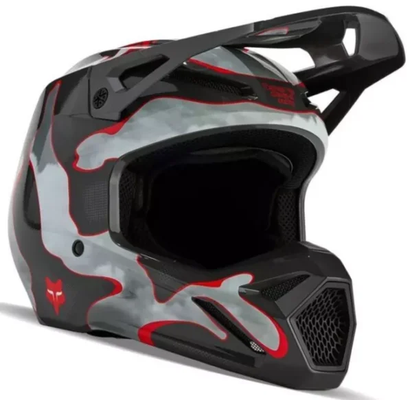 FOX YTH V1 ATLAS HELMET [GRY/RD]