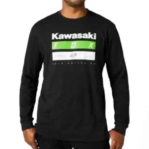 Bluze - FOX KAWASAKI STRIPES LONG SLEEVE PREMIUM TEE BLK