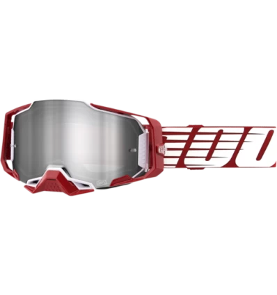 100% ARMEGA Goggle Oversized Deep Red - Flash Silver Lens