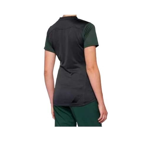 100% RIDECAMP Womens Short Sleeve Jersey Charcoal/Forest Green
