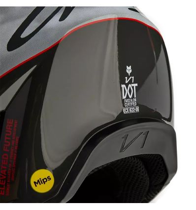 FOX YTH V1 ATLAS HELMET [GRY/RD]