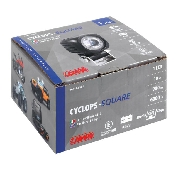 LAMPA - CYCLOPS, proiector CREE patrat [LED] [focus] 9/32V, IP68, 10W, 900Lumens, 6000K