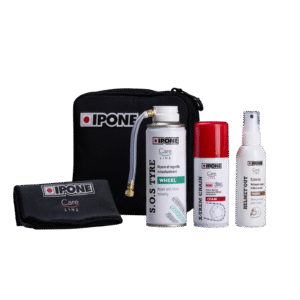 IPONE - KIT ROAD TRIP<br> Contine:<br> * 1 x SOS TYRE - 200ml [800657]<br> * 1 x Spray ungere lant - 100ml [CHAIN LUBE] [800640]<br> * 1 x Spray HELMET'OUT 100ml [800677]<br> * 1 x Laveta microfibre * 1 x Geanta textil
