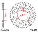JT - Foaie (spate) Aluminiu JTA478, 41 dinti - ZX6R/6RR/9R/10R