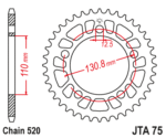 JT - Foaie (spate) Aluminiu JTA75, 44 dinti - BMW S1000RR