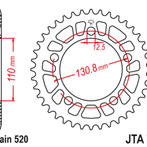 JT - Foaie (spate) Aluminiu JTA75, 44 dinti - BMW S1000RR