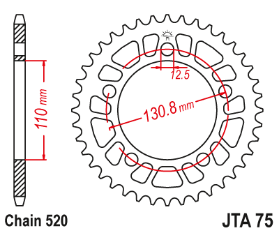 JT - Foaie (spate) Aluminiu JTA75, 44 dinti - BMW S1000RR