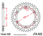 JT - Foaie (spate) Aluminiu JTA822, 53 dinti - Husqvarna'90-