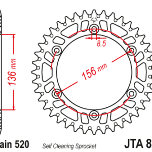 JT - Foaie (spate) Aluminiu JTA822, 53 dinti - Husqvarna'90-