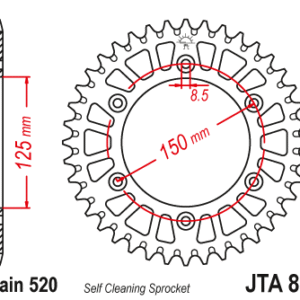 JT - Foaie (spate) Aluminiu JTA897, 52 dinti - KTM Duke/LC4/EGSE