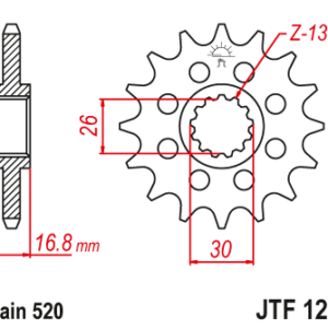JT - Pinion (fata) JTF1269, 16 dinti - CBR600'99-/900/1000 Sport 520