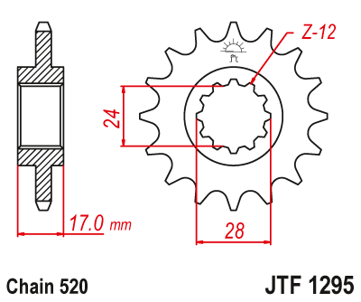 JT - Pinion (fata) JTF1295, 14 dinti - CBR600F -'98 Kette520