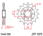 JT - Pinion (fata) JTF1373, 17 dinti - NC750S / NC750X '14-