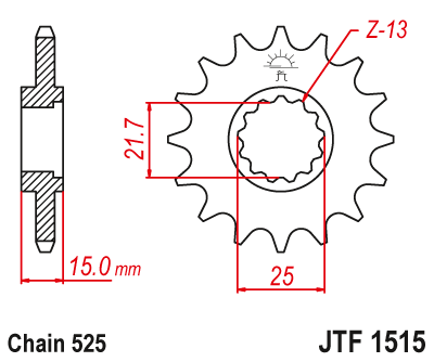 JT - Pinion (fata) JTF1515, 14 dinti - Daytona600/650 SpeedFour