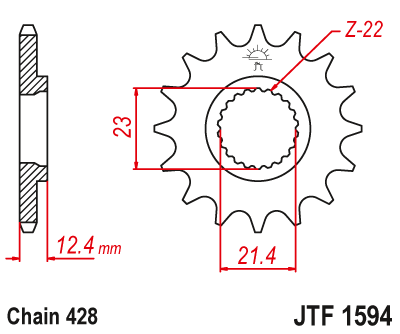 EMGO - Pinion (fata) JTF1594, 15 dinti - YBR250'07-/YG250Tricker