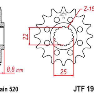 EMGO - Pinion (fata) JTF1901, 14 dinti - KTM EXC125/200/360 SX360/450F