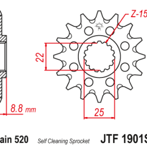 JT - Pinion MX (fata) JTF1901SC, 14 dinti - KTM EXC/SX/SX-F