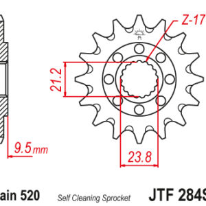 JT - Pinion MX (fata) JTF284SC, 14 dinti - CR250/500'88-/CRF450'02-
