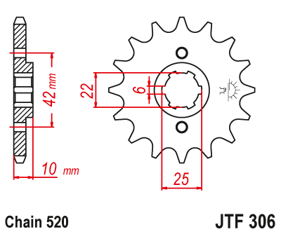JT - Pinion (fata) JTF306, 15 dinti - NX500/650Dom'-88