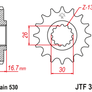 JT - Pinion (fata) JTF333, 15 dinti - VFR750F/CBR900RR Sonderzz.