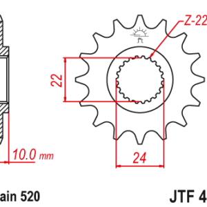 JT - Pinion (fata) JTF402, 15 dinti - F650/Pegaso Sonderzähnezahl