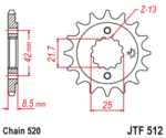 JT - Pinion (fata) JTF512, 17 dinti - KLE500 '97-/ ER-5