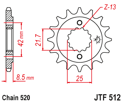 JT - Pinion (fata) JTF512, 17 dinti - KLE500 '97-/ ER-5