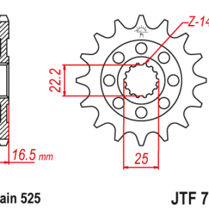 JT - Pinion (fata) JTF741, 14 dinti - Ducati 848/1098/1198/1200