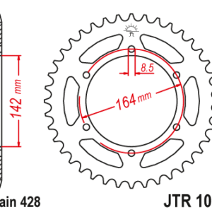 JT - Foaie (spate) JTR1067, 52 dinti - Hyosung GT125