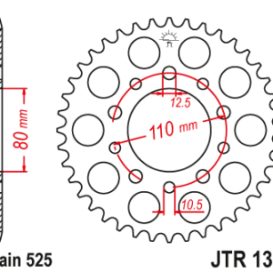 JT - Foaie (spate) JTR1332, 43 dinti - XRV 750AfrTwin '93-