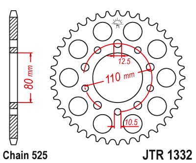 JT - Foaie (spate) JTR1332, 43 dinti - XRV 750AfrTwin '93-