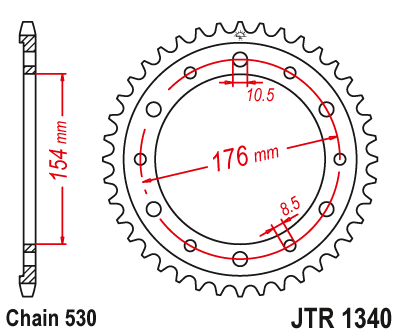 JT - Foaie (spate) JTR1340, 43 dinti - VFR 750FL/FM'90-/VFR800