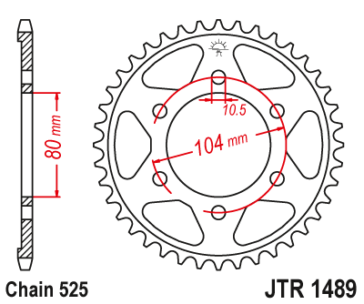 JT - Foaie (spate) JTR1489, 42 dinti - ZX-7RR/Z1000'03-06