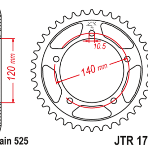 JT - Foaie (spate) JTR1792, 43 dinti - GSXR600'06/750'04-05/Bonnev.