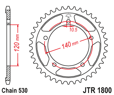 JT - Foaie (spate) JTR1800, 40 dinti - SV1000/SV1000S'03-