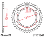 JT - Foaie (spate) JTR1847, 57 dinti - TDR125