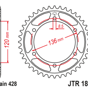 JT - Foaie (spate) JTR1847, 57 dinti - TDR125