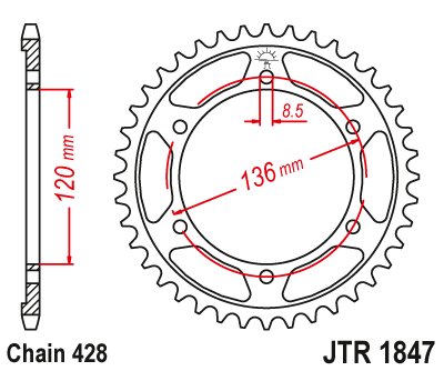 JT - Foaie (spate) JTR1847, 57 dinti - TDR125