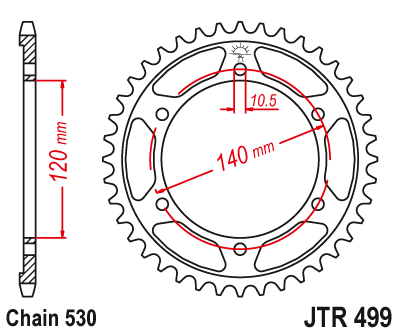 JT - Foaie (spate) JTR499, 48 dinti - ZZR500/600 '93-04