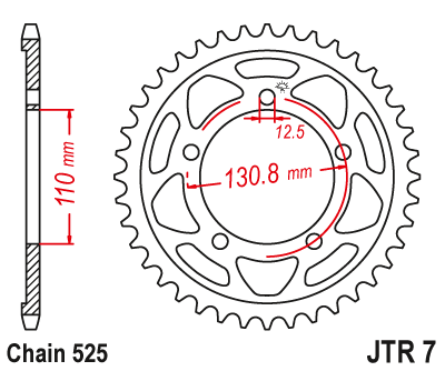 JT - Foaie (spate) JTR7, 44 dinti - BMW S1000RR -'11