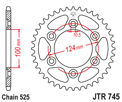 JT - Foaie (spate) JTR745, 37 dinti - Ducati 916 Monster S4