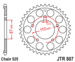 JT - Foaie (spate) JTR807, 44 dinti - SV650S '99