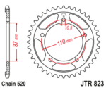 JT - Foaie (spate) JTR823, 39 dinti - GS500E'89- 2-Zyl/GS500F