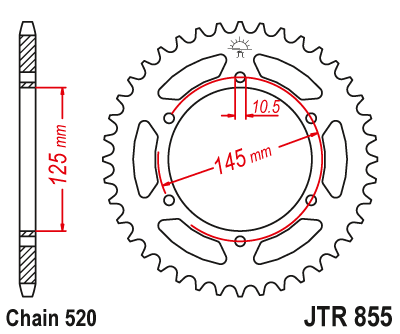 JT - Foaie (spate) JTR855, 46 dinti - XTZ 750/DT250/400 '77-81